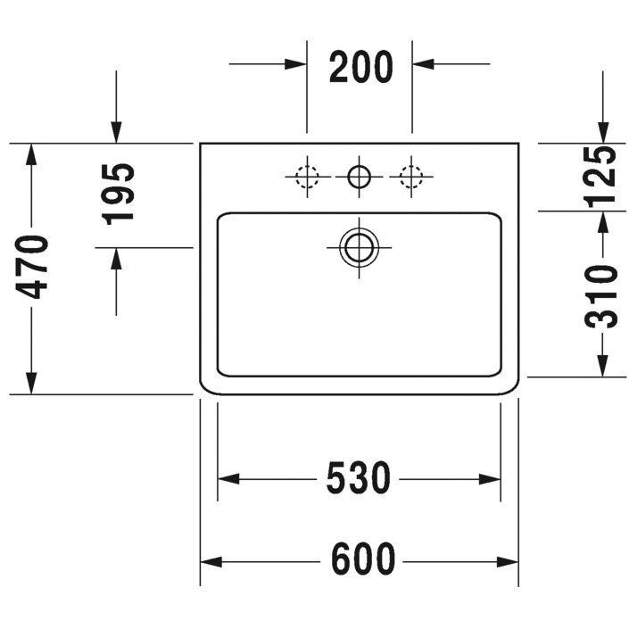 Immagine di Duravit Vero lavabo rettificato 60 cm senza troppopieno tre fori, con WonderGliss, con bordo per rubinetteria, bianco 04546000731