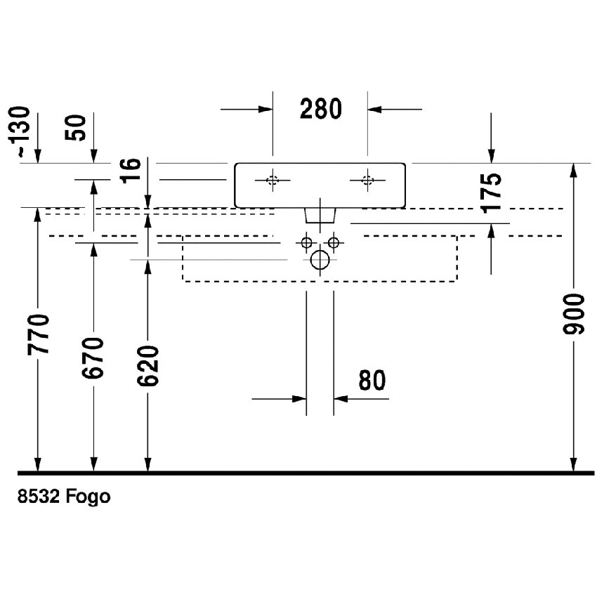 Immagine di Duravit Vero lavabo rettificato 50 cm senza troppopieno tre fori, con bordo per rubinetteria, bianco 0454500073