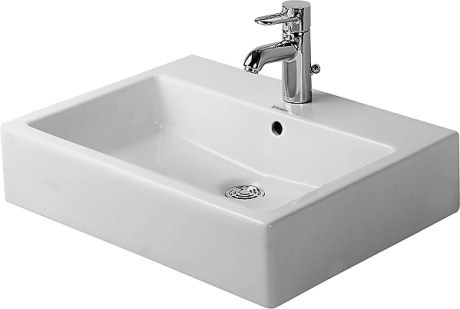 Immagine di Duravit VERO bacinella da appoggio soprapiano 50 cm, monoforo, con rettifica e con troppopieno, colore bianco 0452500000