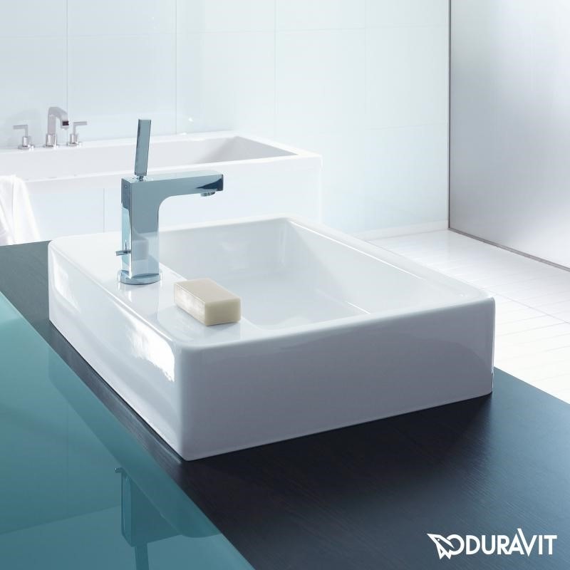Immagine di Duravit VERO bacinella da appoggio soprapiano 50 cm, monoforo, con rettifica e con troppopieno, colore bianco 0452500000