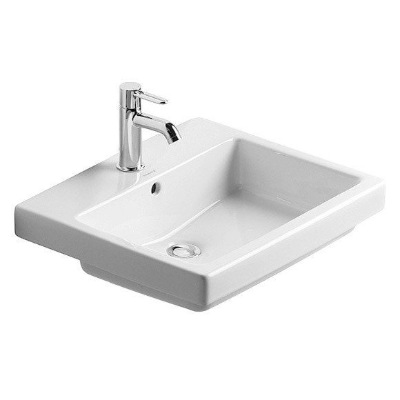 Immagine di Duravit VERO lavabo da incasso 55 cm, monoforo, per incasso soprapiano, con troppopieno, colore bianco 0315550000