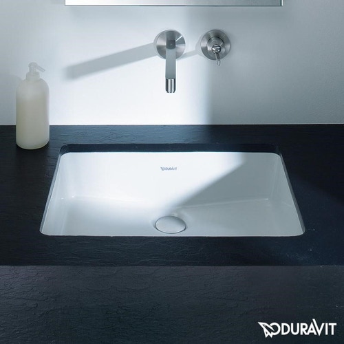 Immagine di Duravit VERO lavabo da incasso 48,5 cm, senza foro, per incasso sottopiano, con troppopieno, colore bianco 0330480000