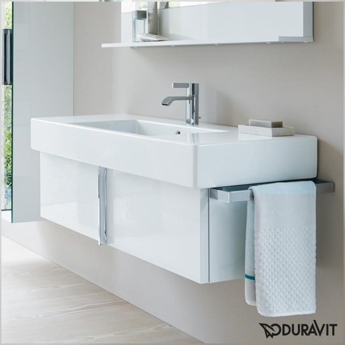 Immagine di Duravit VERO lavabo consolle 105 cm, monoforo, con troppopieno, WonderGliss, colore bianco 03291000001