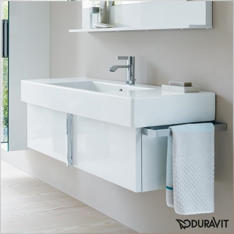 Immagine di Duravit Vero lavabo consolle 105 cm, senza troppopieno senza foro, con bordo per rubinetteria, bianco 0329100070