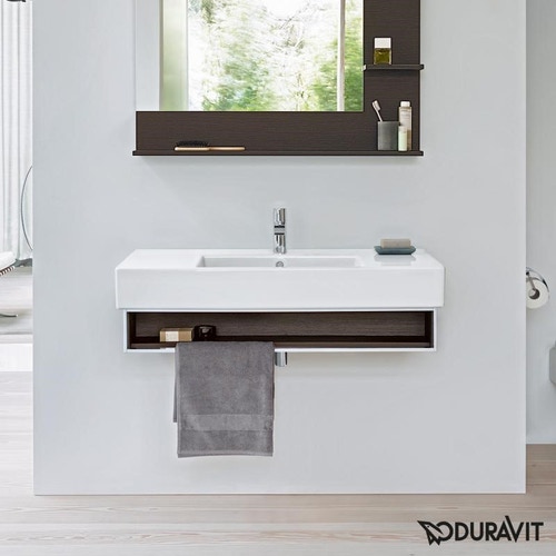 Immagine di Duravit VERO lavabo consolle 105 cm, monoforo, con troppopieno, WonderGliss, colore bianco 03291000001