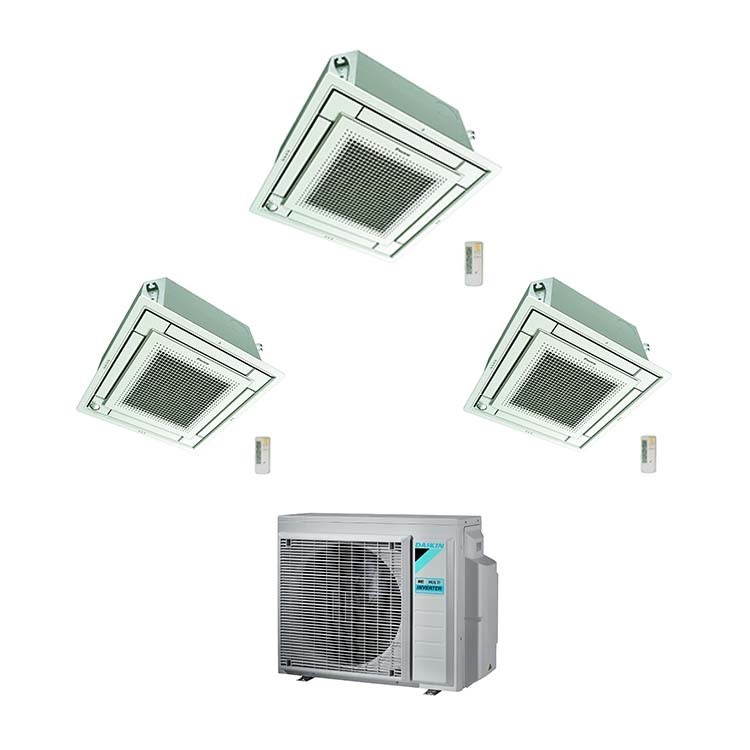 Immagine di Daikin FFA-A R32 Climatizzatore trial split inverter, griglia e comando ad infrarossi inclusi | unità esterna 6.8 kW unità interne 9000+9000+21000 BTU 3MXM68N+2xSB.FFA25A-IGW+SB.FFA60A-IGW