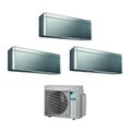 Immagine di Daikin Stylish R32 Climatizzatore trial split inverter, silver | unità esterna 6.8 kW unità interne 9000+9000+12000 BTU 3MXM68N+2xFTXA25AS+FTXA35AS