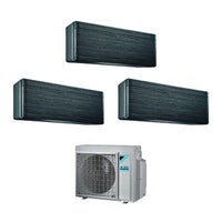 Immagine di Daikin Stylish R32 Climatizzatore trial split inverter, blackwood | unità esterna 6.8 kW unità interne 9000+9000+18000 BTU 3MXM68N+2xFTXA25AT+FTXA50AT