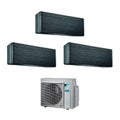 Immagine di Daikin Stylish R32 Climatizzatore trial split inverter, blackwood | unità esterna 6.8 kW unità interne 9000+12000+12000 BTU 3MXM68N+FTXA25AT+2xFTXA35AT