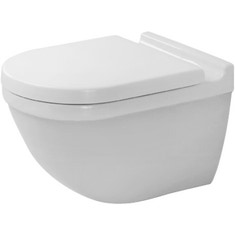 Immagine di Duravit STARCK 3 set vaso sospeso Rimless® a cacciata e sedile con coperchio, colore bianco 45270900A1