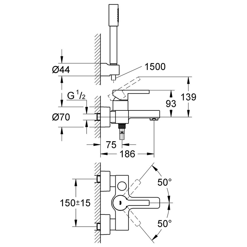 Miscelatore monocomando
per vasca-doccia