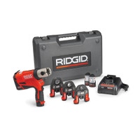 Immagine di Ridgid RP 240 Pressatrice a batteria completo di ganasce V 15-22-28 mm, con 2 batterie Litio Advanced 12 V 2.5 Ah, 1 Caricabatterie Veloce e Cassetta 59198