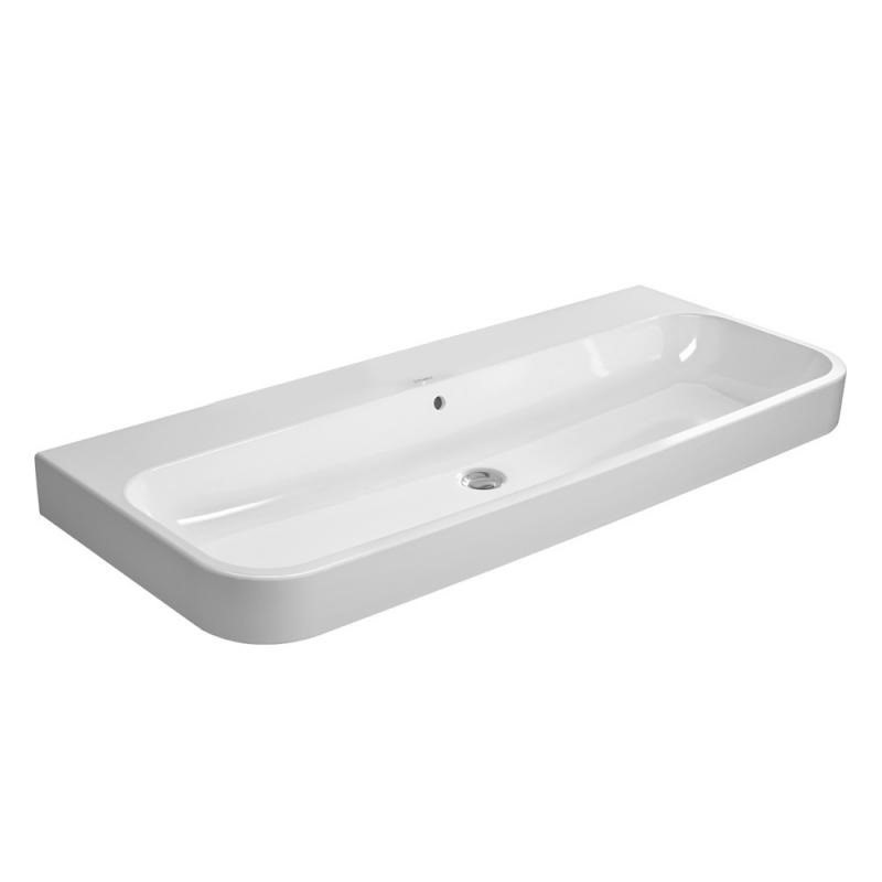 Immagine di Duravit HAPPY D.2 lavabo consolle 120 cm, senza foro, con troppopieno, WonderGliss, colore bianco 23181200601