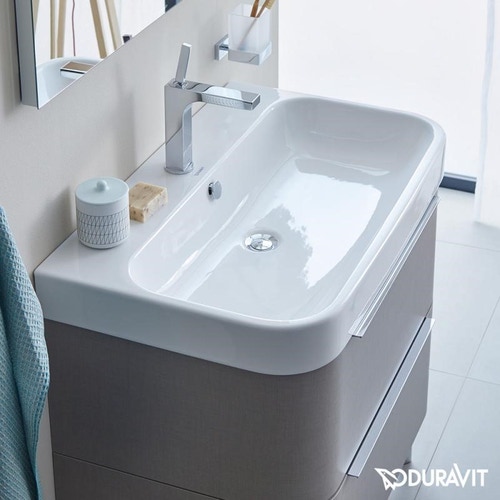 Immagine di Duravit HAPPY D.2 lavabo consolle 80 cm, senza foro, con troppopieno, colore bianco 2318800060