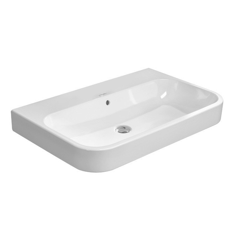 Immagine di Duravit HAPPY D.2 lavabo consolle 80 cm, senza foro, con troppopieno, WonderGliss, colore bianco 23188000601