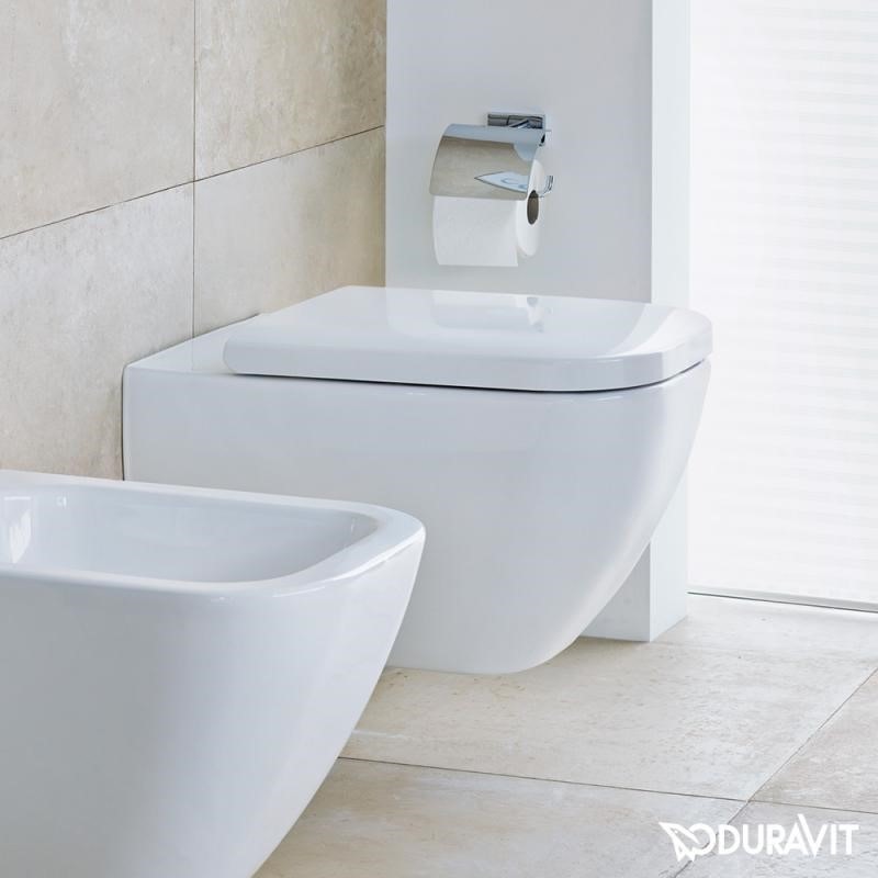 Immagine di Duravit HAPPY D.2 sedile con coperchio rimovibile, cerniere in acciaio inox, con chiusura rallentata, colore bianco 0064590000