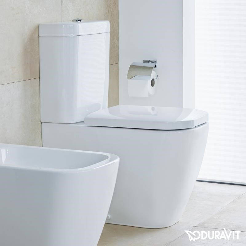 Immagine di Duravit HAPPY D.2 vaso monoblocco a pavimento a cacciata, per cassetta appoggiata non inclusa, senza sedile, fabbisogno di acqua di risciacquo 4,5 l, UWL classe 1, colore bianco 2134090000