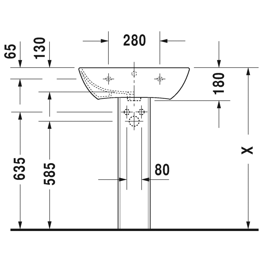 Immagine di Duravit ME BY STARCK lavabo 60 cm con 3 fori per rubinetteria, con troppopieno, con bordo per rubinetteria, lato inferiore smaltato, colore bianco 2335600030