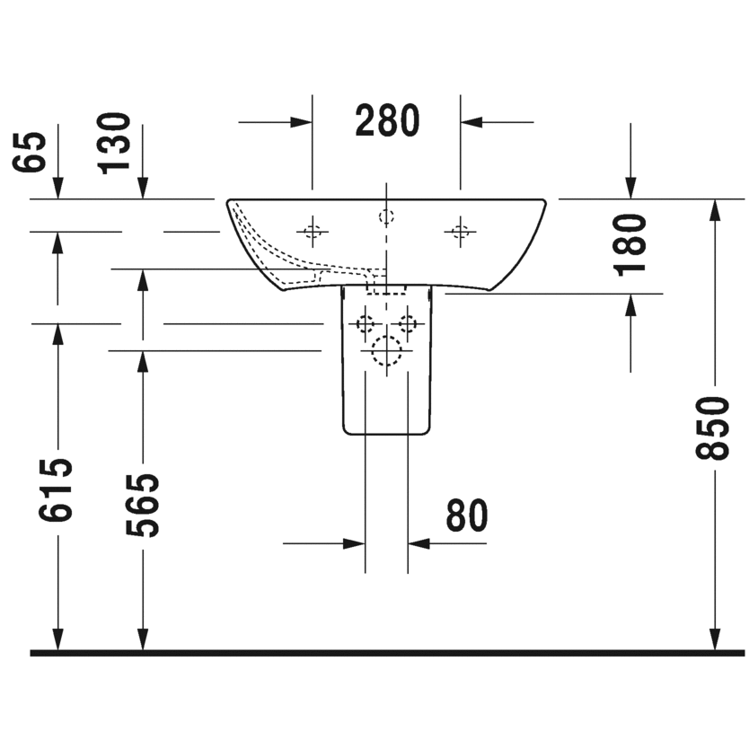 Immagine di Duravit ME BY STARCK lavabo 60 cm con 3 fori per rubinetteria, con troppopieno, con bordo per rubinetteria, lato inferiore smaltato, colore bianco 2335600030