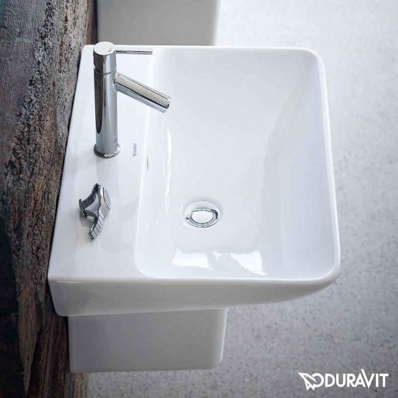Immagine di Duravit ME BY STARCK lavabo 60 cm monoforo, con troppopieno, con bordo per rubinetteria, lato inferiore smaltato, colore bianco 2335600000
