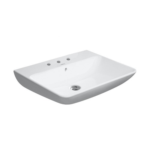 Immagine di Duravit ME BY STARCK lavabo 60 cm con 3 fori per rubinetteria, con troppopieno, con bordo per rubinetteria, lato inferiore smaltato, colore bianco 2335600030