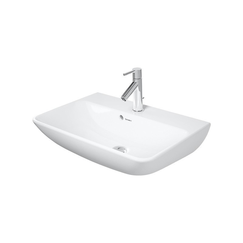 Immagine di Duravit ME BY STARCK lavabo Compact 60 cm monoforo, con troppopieno, con bordo per rubinetteria, WonderGliss, colore bianco finitura opaco 23436032001