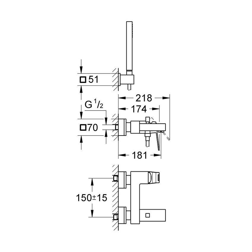Miscelatore monocomando
per vasca-doccia