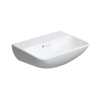 Immagine di Duravit ME BY STARCK lavamani 45 cm con 1 foro diaframmato per rubinetteria, con troppopieno, con bordo per rubinetteria,  lato inferiore smaltato, WonderGliss, colore bianco 07194500101