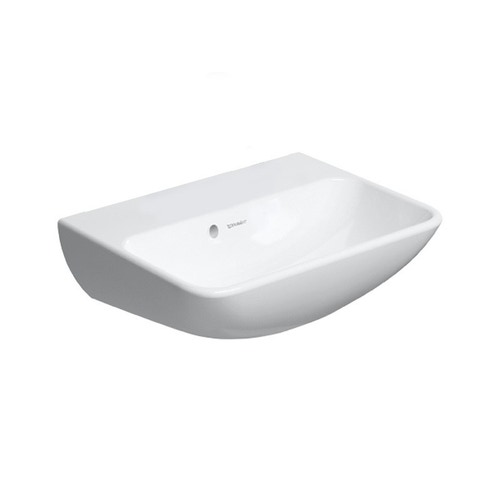 Immagine di Duravit ME BY STARCK lavamani 45 cm con 1 foro diaframmato per rubinetteria, con troppopieno, con bordo per rubinetteria,  lato inferiore smaltato, WonderGliss, colore bianco 07194500101