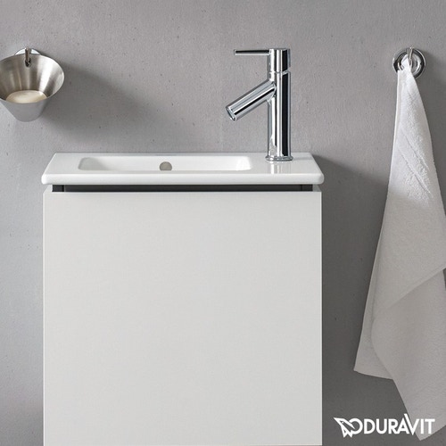 Immagine di Duravit ME BY STARCK lavamani consolle 43 cm monoforo, con bordo per rubinetteria, con troppopieno, colore bianco finitura opaco 0723433200