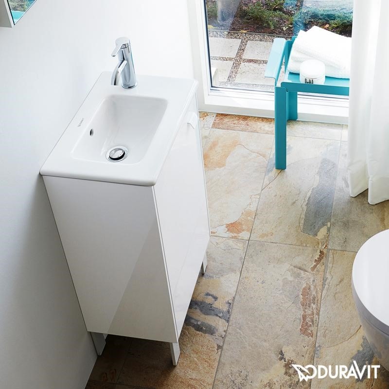 Immagine di Duravit ME BY STARCK lavamani consolle 43 cm monoforo, con bordo per rubinetteria, con troppopieno, colore bianco finitura opaco 0723433200