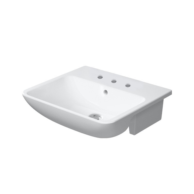 Immagine di Duravit ME BY STARCK lavabo semincasso 55 cm con 3 fori per rubinetteria, con troppopieno, con bordo per rubinetteria, colore bianco 0378550030