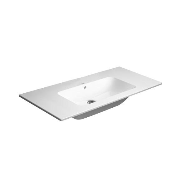 Immagine di Duravit ME BY STARCK lavabo consolle 103 cm senza foro per rubinetteria, con troppopieno, con bordo per rubinetteria, colore bianco 2336100060