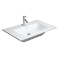 Immagine di Duravit ME BY STARCK lavabo consolle 83 cm monoforo, con troppopieno, con bordo per rubinetteria, WonderGliss, colore bianco 23368300001