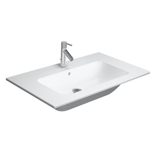 Immagine di Duravit ME BY STARCK lavabo consolle 83 cm monoforo, con troppopieno, con bordo per rubinetteria, WonderGliss, colore bianco 23368300001