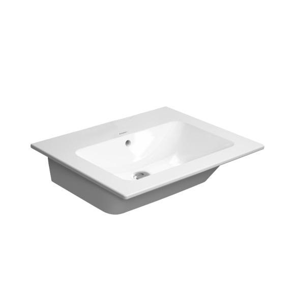 Immagine di Duravit ME BY STARCK lavabo consolle 63 cm senza foro per rubinetteria, con troppopieno, con bordo per rubinetteria, colore bianco 2336630060