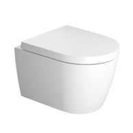 ME BY STARCK COMPACT set vaso sospeso Rimless® senza brida P.48 cm, sedile con coperchio rimovibile, cerniere in acciaio inox con chiusura rallentata, colore bianco