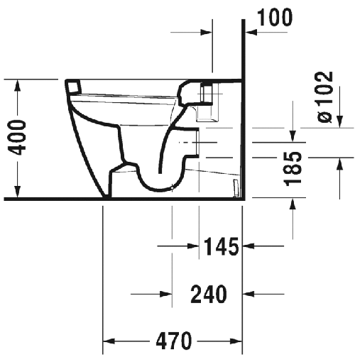 Immagine di Duravit ME BY STARCK vaso a pavimento a cacciata P.60 cm, a filo parete, con scarico orizzontale, senza sedile, fabbisogno di risciacquo di acqua 4,5 l, interno colore bianco finitura lucido, esterno colore bianco finitura opaco 2169092600