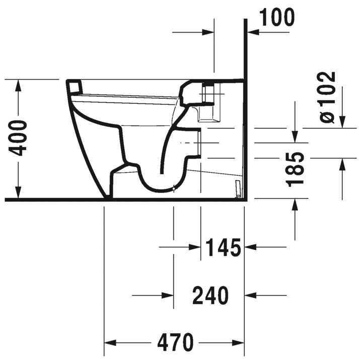 Immagine di Duravit ME BY STARCK vaso a pavimento a cacciata P.60 cm, a filo parete, con scarico orizzontale, senza sedile, fabbisogno di risciacquo di acqua 4,5 l, interno colore bianco finitura lucido, esterno colore bianco finitura opaco 2169092600