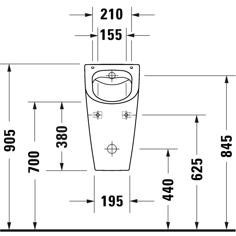 Immagine di Duravit ME BY STARCK orinatoio Rimless®, senza brida, entrata posteriore nascosta, ad aspirazione, scarico orizzontale, versione per coperchio, senza mosca, interno colore bianco finitura lucido, HygieneGlaze, esterno colore bianco finitura opaco 2812309000