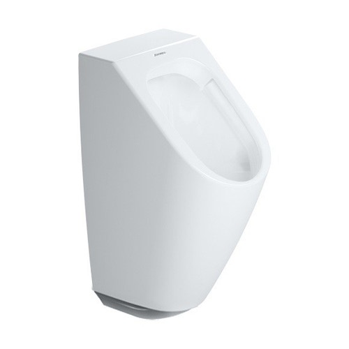 Immagine di Duravit ME BY STARCK orinatoio Rimless®, modello elettronico per allacciamento alla rete, senza brida, entrata posteriore nascosta, ad aspirazione, con scarico orizzontale, senza mosca, HygieneGlaze, colore bianco 2809312093