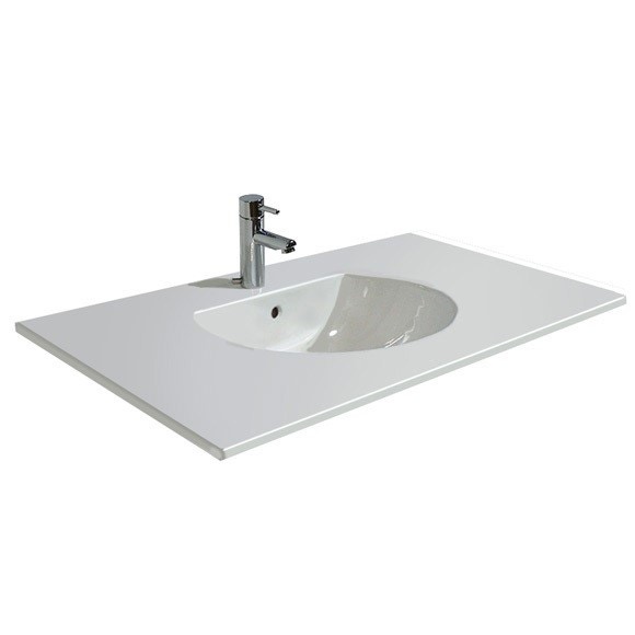Immagine di Duravit DARLING NEW lavabo consolle 103 cm monoforo, con troppopieno, con bordo per rubinetteria, WonderGliss, colore bianco 04991000001