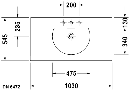 Immagine di Duravit DARLING NEW lavabo consolle 103 cm monoforo, con troppopieno, con bordo per rubinetteria, colore bianco 0499100000