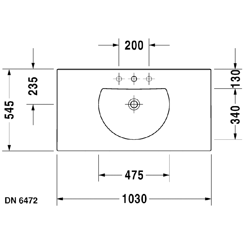 Immagine di Duravit DARLING NEW lavabo consolle 103 cm monoforo, con troppopieno, con bordo per rubinetteria, colore bianco 0499100000