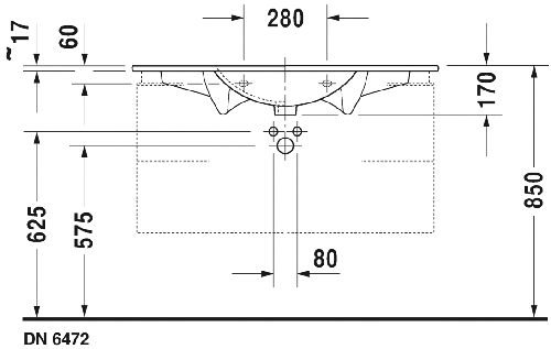 Immagine di Duravit DARLING NEW lavabo consolle 83 cm con 3 fori per rubinetteria, con troppopieno, con bordo per rubinetteria, WonderGliss, colore bianco 04998300301