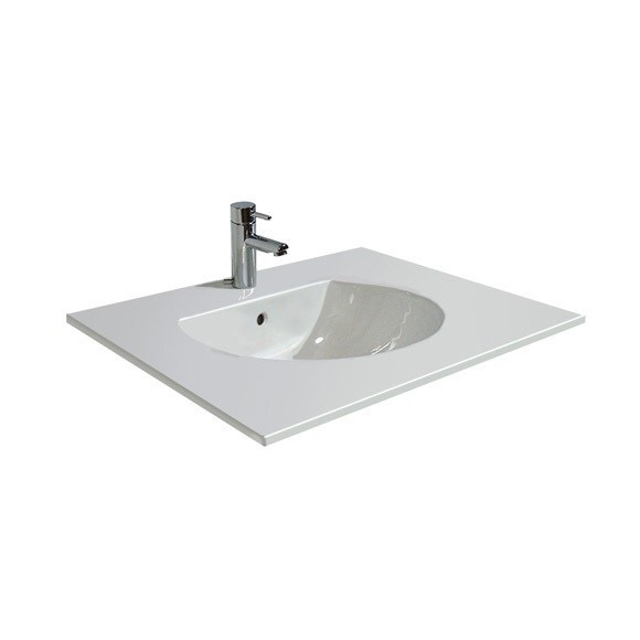 Immagine di Duravit DARLING NEW lavabo consolle 83 cm monoforo, con troppopieno, con bordo per rubinetteria, WonderGliss, colore bianco 04998300001