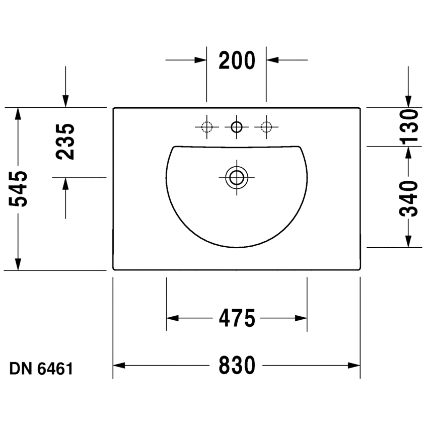 Immagine di Duravit DARLING NEW lavabo consolle 83 cm monoforo, con troppopieno, con bordo per rubinetteria, colore bianco 0499830000