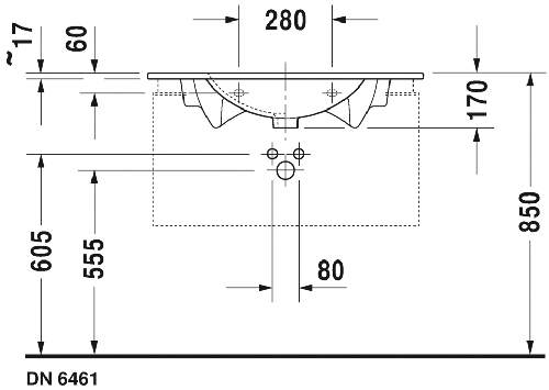 Immagine di Duravit DARLING NEW lavabo consolle 83 cm monoforo, con troppopieno, con bordo per rubinetteria, colore bianco 0499830000