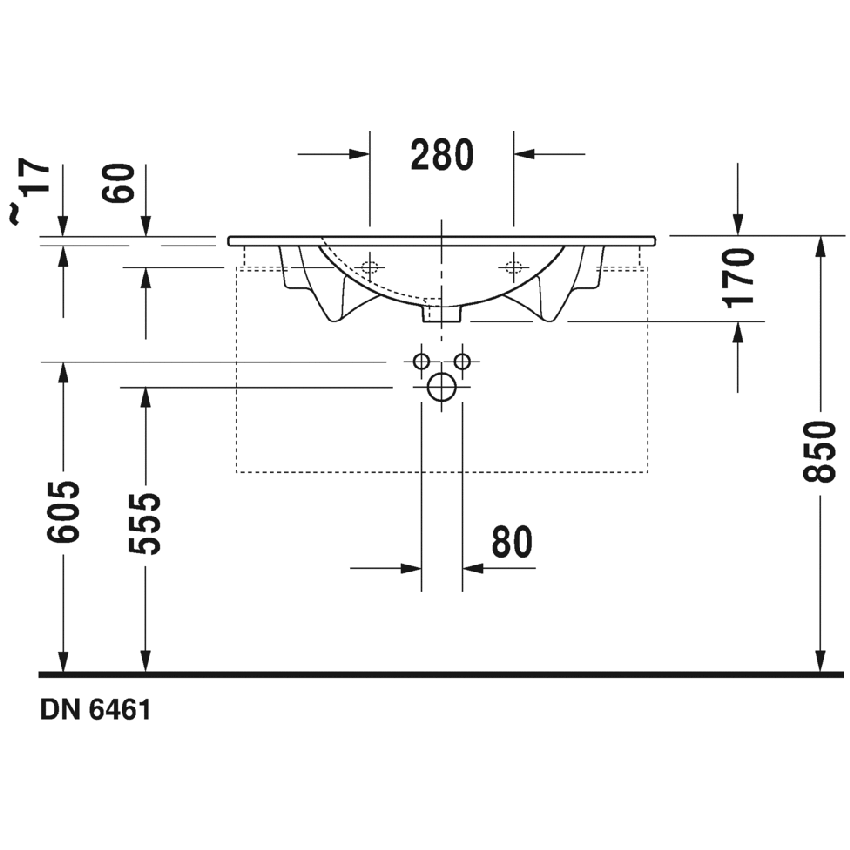 Immagine di Duravit DARLING NEW lavabo consolle 83 cm monoforo, con troppopieno, con bordo per rubinetteria, colore bianco 0499830000