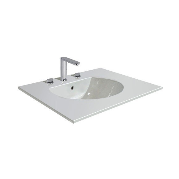 Immagine di Duravit DARLING NEW lavabo consolle 83 cm con 3 fori per rubinetteria, con troppopieno, con bordo per rubinetteria, colore bianco 0499830030